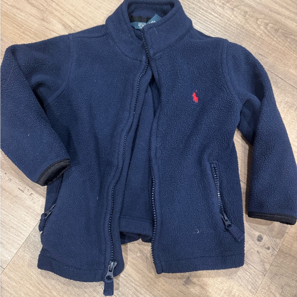 Polo by Ralph Lauren Blue Fleece Jacket with Stand-Up Collar